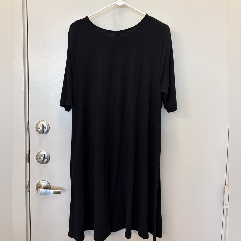 Old Navy mid-length sleeve cotton jersey swing Black Dress, Size L - Picture 3 of 6